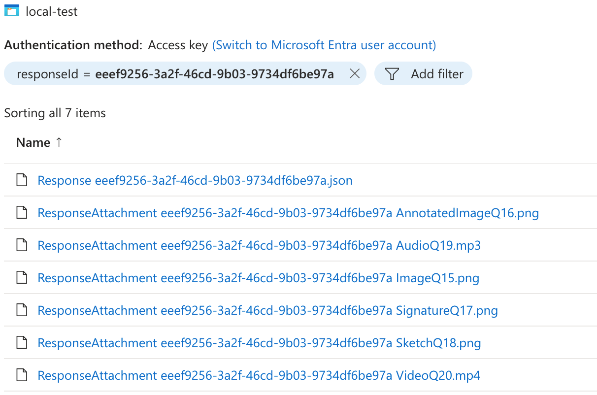 Screenshot of filter results